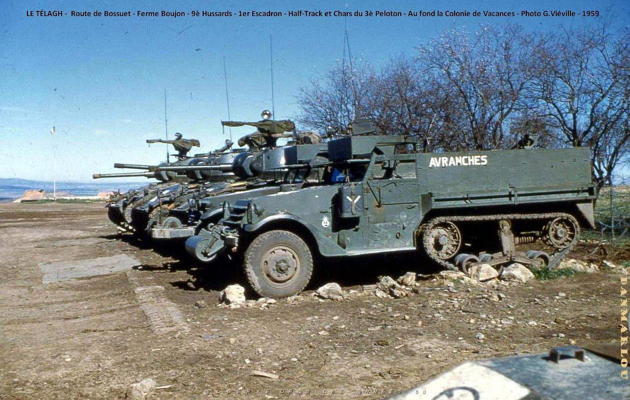 Le Telagh - Route de Bossuet - Ferme Boujon - 9e Hussards - Blindes du 3e Escadron - 1959.jpg